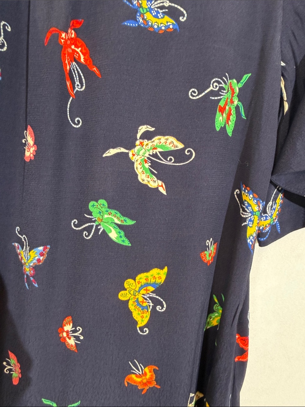 Anthropologie Maeve Midi Shirtdress Size XS Navy Butterfly Print - Picture 5 of 11